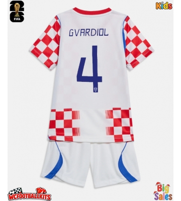 Croatia Josko Gvardiol #4 Replica Home Stadium Kit for Kids World Cup 2026 Short Sleeve (+ pants)